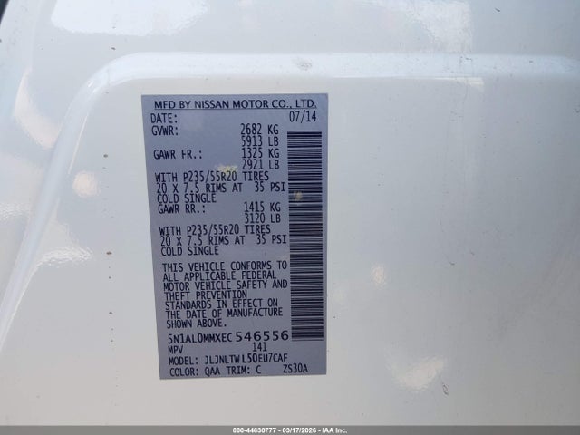 5N1AL0MMXEC546556 Infiniti QX60