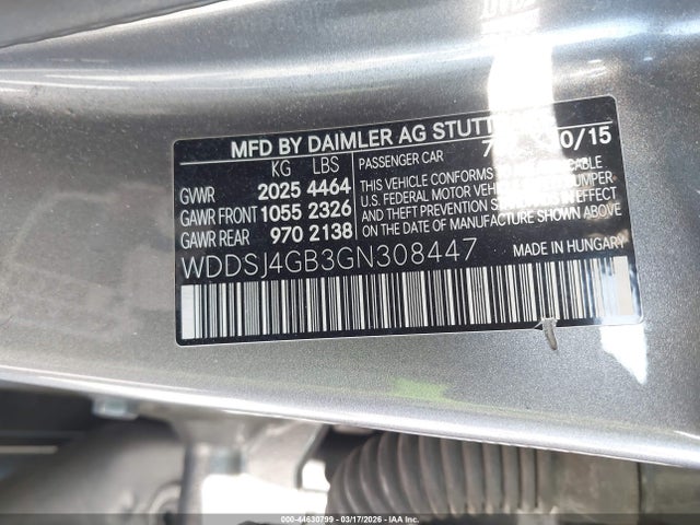 Aukcja sprzedaży 2016 Mercedes-benz Cla 250 4matic, vin: WDDSJ4GB3GN308447, numer aukcji: 44630799