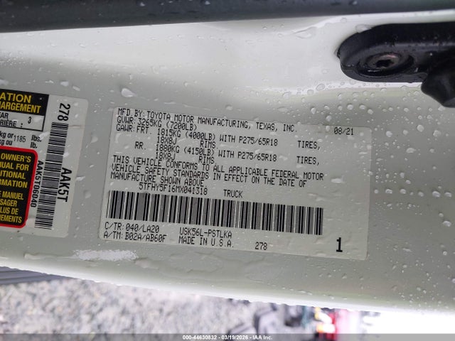 5TFHY5F16MX041318 Toyota Tundra Limited