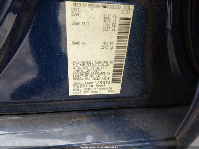 1N4AL3AP4HN325652 Nissan Altima 2.5 Sr
