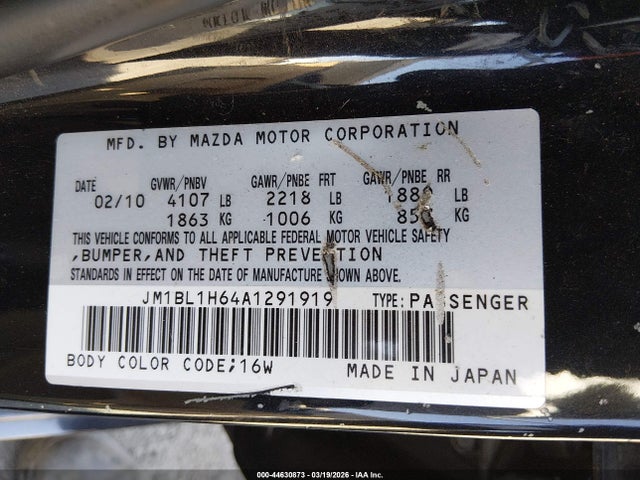 Aukcja sprzedaży 2010 Mazda Mazda3 S Sport, vin: JM1BL1H64A1291919, numer aukcji: 44630873