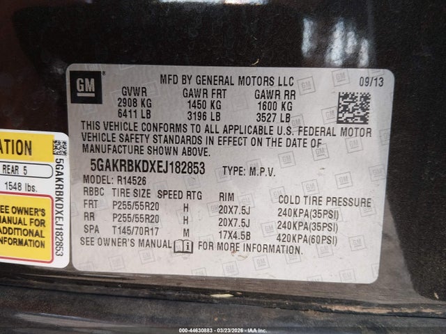Продажа на аукционе авто 2014 Buick Enclave Leather, vin: 5GAKRBKDXEJ182853, номер лота: 44630883