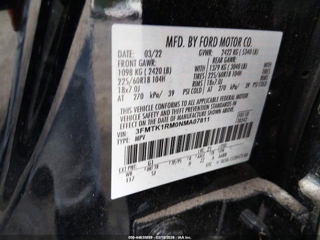 Ford Mustang Mach-e Select 2022 3FMTK1RM0NMA07811 Image 9