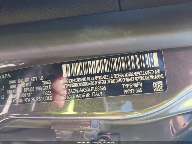 Aukcja sprzedaży 2020 Jeep Renegade Sport Fwd, vin: ZACNJAAB3LPL68595, numer aukcji: 44630911