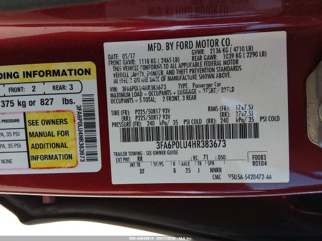 Ford Fusion Hybrid Se 2017 3FA6P0LU4HR383673 Image 9