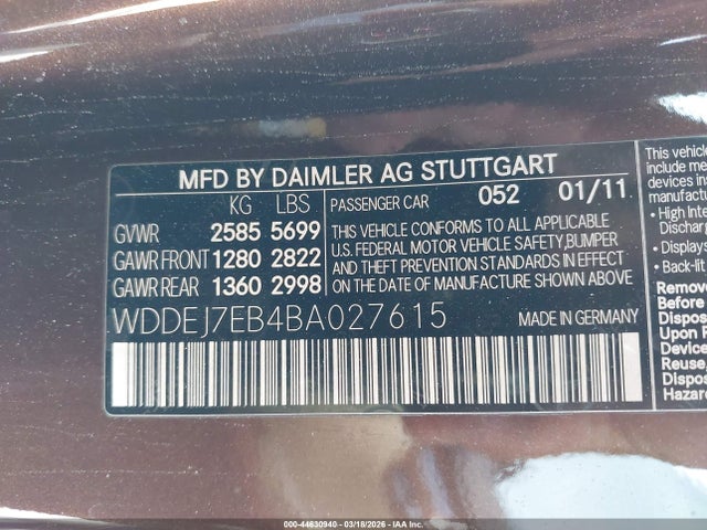 Продаж на аукціоні авто 2011 Mercedes-benz Cl 63 Amg, vin: WDDEJ7EB4BA027615, номер лоту: 44630940