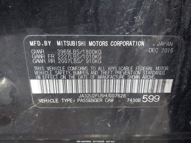 2017 MITSUBISHI LANCER JA32U2FU5HU007628 Photo 8