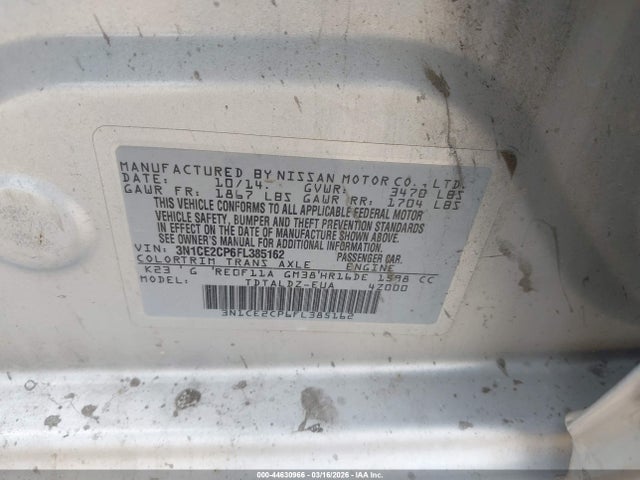 Nissan Versa Note S (sr)/s Plus/sl/sr/sv 2015 3N1CE2CP6FL385162 Image 9