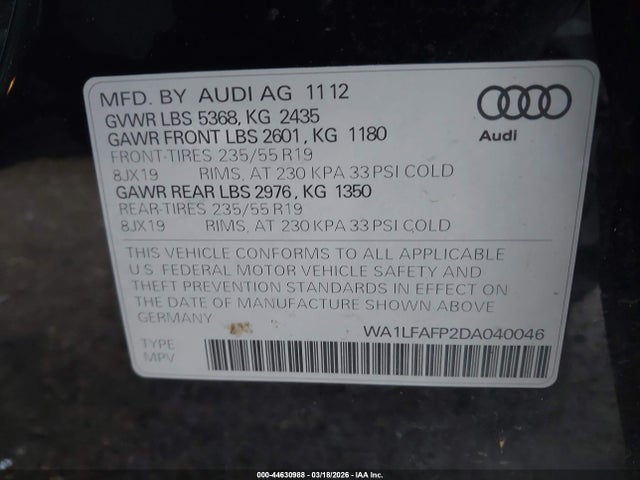 2013 AUDI Q5 WA1LFAFP2DA040046 Photo 8