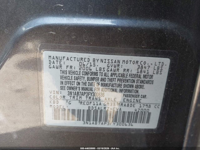 3N1AB7AP3FY300636 Nissan SENTRA SR