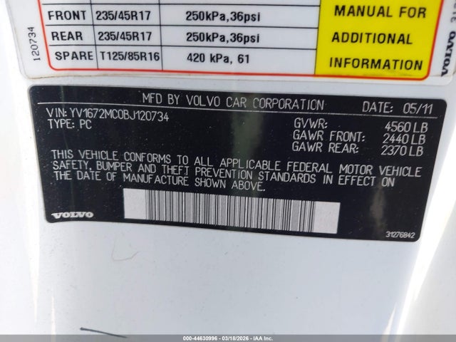 2011 VOLVO C70 YV1672MC0BJ120734 Photo 8