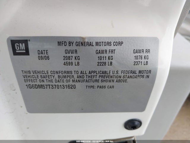 2007 Cadillac Cts Standard მანქანა იყიდება აუქციონზე, vin: 1G6DM57T370131620, აუქციონის ნომერი: 44631038