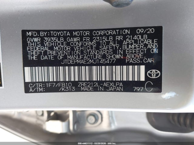 2021 TOYOTA COROLLA JTDEPMAE2MJ145477 Photo 8