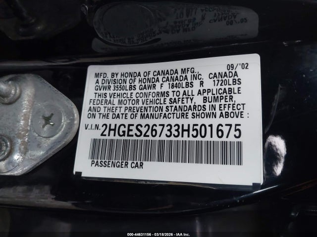 2003 HONDA CIVIC 2HGES26733H501675 Photo 8