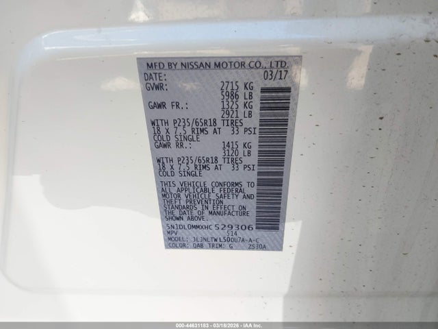 5N1DL0MMXHC529306 Infiniti QX60