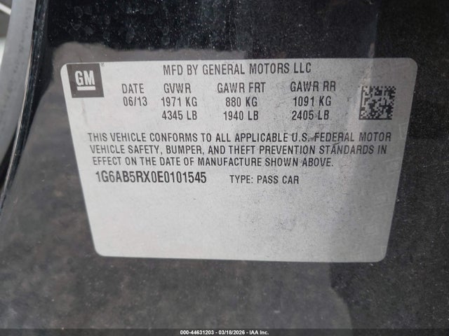 Продажа на аукционе авто 2014 Cadillac Ats Luxury, vin: 1G6AB5RX0E0101545, номер лота: 44631203