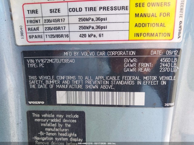 2013 VOLVO C70 YV1672MC7DJ138540 Photo 8