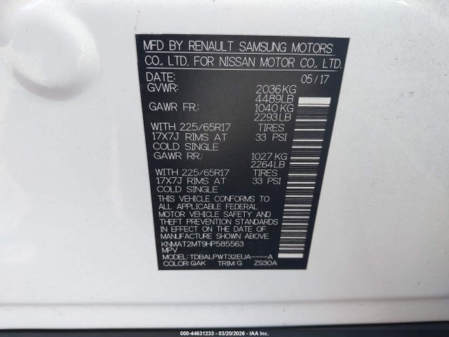 Aukcja sprzedaży 2017 Nissan Rogue S, vin: KNMAT2MT9HP585563, numer aukcji: 44631233