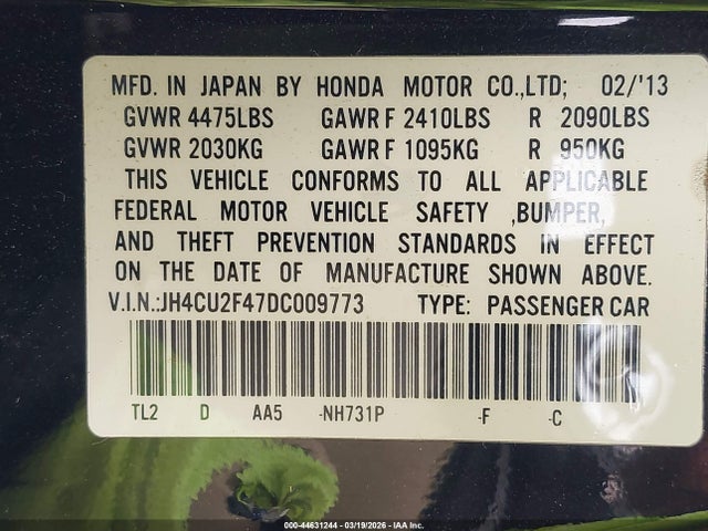 Продаж на аукціоні авто 2013 Acura Tsx 2.4, vin: JH4CU2F47DC009773, номер лоту: 44631244