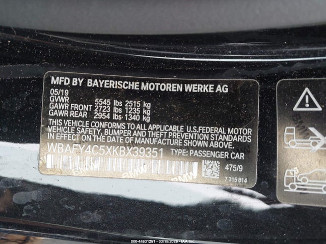 Aukcja sprzedaży 2019 Bmw M850i Xdrive, vin: WBAFY4C5XKBX39351, numer aukcji: 44631251