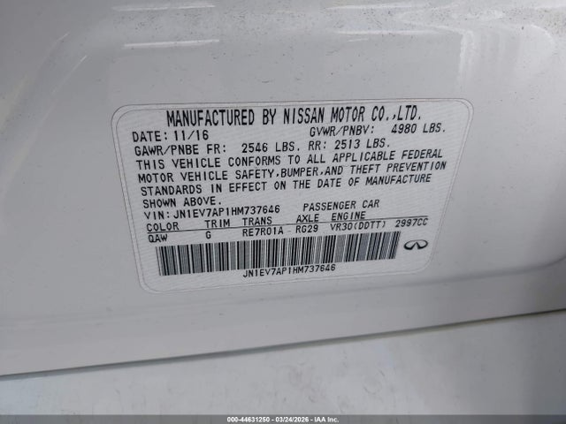 JN1EV7AP1HM737646 Infiniti Q50 3.0t Premium