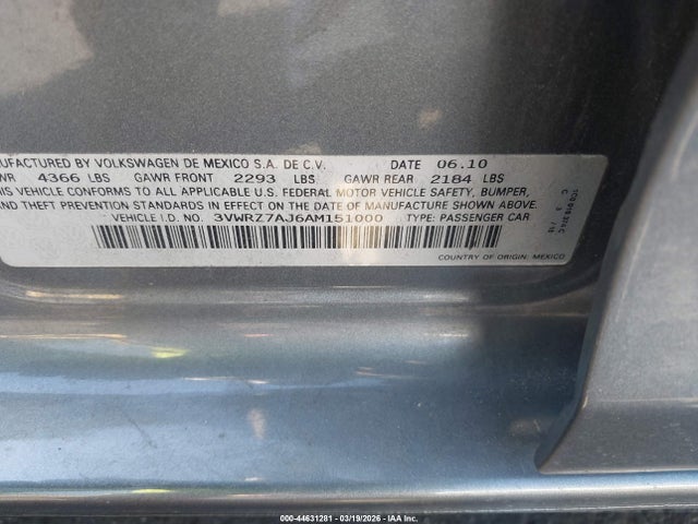 2010 VOLKSWAGEN JETTA 3VWRZ7AJ6AM151000 Photo 8