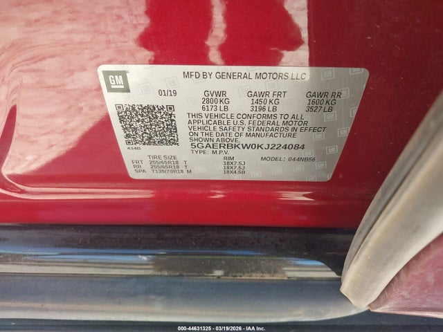 Продаж на аукціоні авто 2019 Buick Enclave Fwd Essence, vin: 5GAERBKW0KJ224084, номер лоту: 44631325
