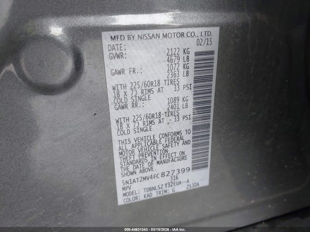 5N1AT2MV4FC827399 Nissan Rogue Sl