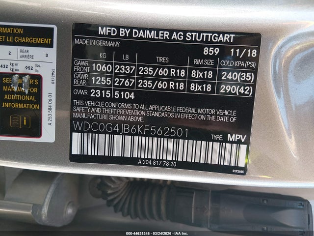 WDC0G4JB6KF562501 Mercedes-Benz GLC 300