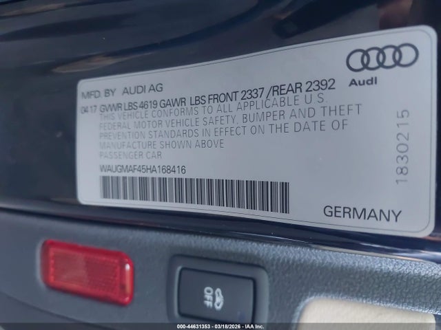 Продаж на аукціоні авто 2017 Audi A4 2.0t Ultra Premium, vin: WAUGMAF45HA168416, номер лоту: 44631353