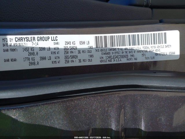 Aukcja sprzedaży 2014 Dodge Durango Citadel, vin: 1C4RDJEG4EC592029, numer aukcji: 44631388