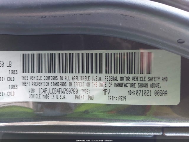 1C4PJLCB4FW790760 Jeep Cherokee Latitude