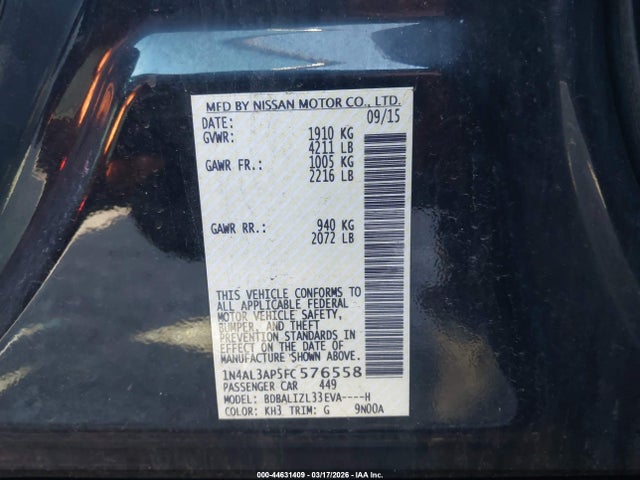 Nissan Altima 2.5 Sv 2015 1N4AL3AP5FC576558 Image 9