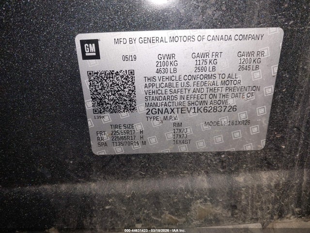 Chevrolet EQUINOX LT 2019 2GNAXTEV1K6283726 Image 9