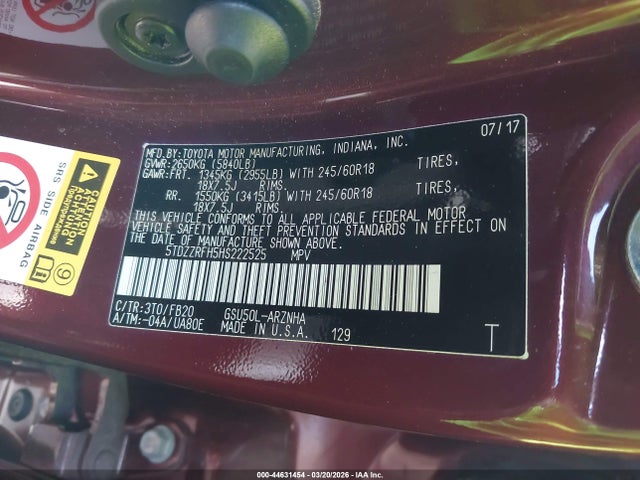 2017 TOYOTA HIGHLANDER 5TDZZRFH5HS222525 Photo 8