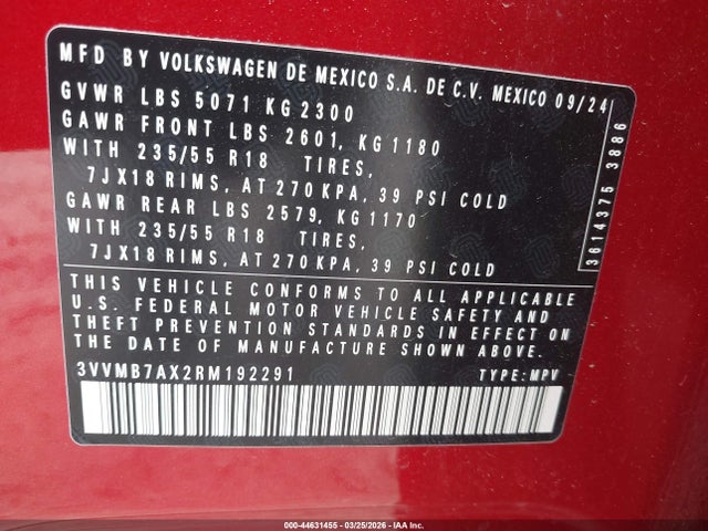 2024 VOLKSWAGEN TIGUAN 3VVMB7AX2RM192291 Photo 8