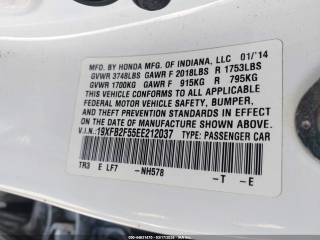 Honda Civic Lx 2014 19XFB2F55EE212037 Image 9