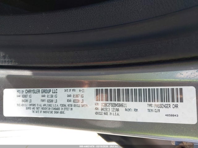 44631476 :رقم المزاد ، 1C3BC2FB2BN580611 vin ، 2011 Chrysler 200 Limited مزاد بيع