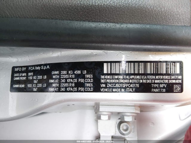 Jeep Renegade Limited 2015 ZACCJBDT0FPC40176 Image 9