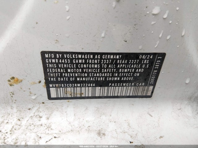 Продаж на аукціоні авто 2024 Volkswagen Golf R 2.0t, vin: WVWFB7CD2RW222464, номер лоту: 44631530