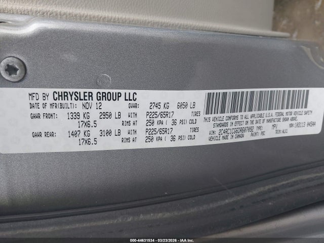 44631534 :رقم المزاد ، 2C4RC1CG6DR607092 vin ، 2013 Chrysler Town & Country Touring-l مزاد بيع