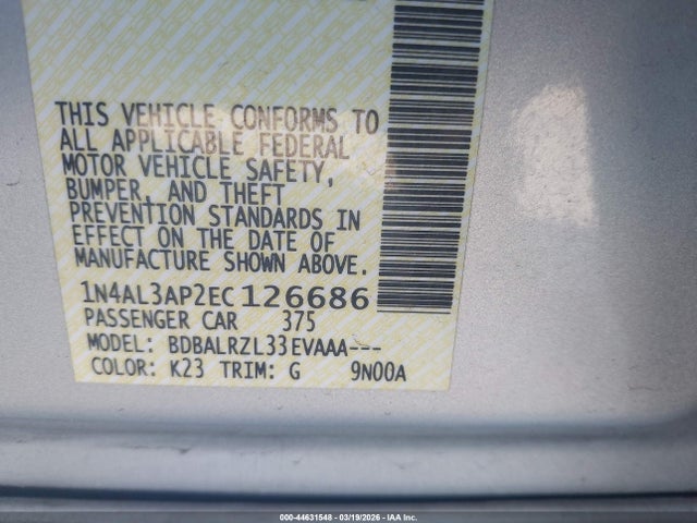 1N4AL3AP2EC126686 Nissan Altima 2.5 S