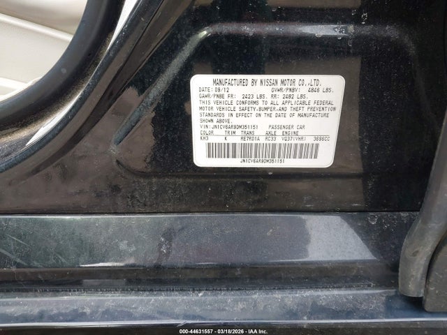 2013 Infiniti G37x მანქანა იყიდება აუქციონზე, vin: JN1CV6AR9DM351151, აუქციონის ნომერი: 44631557