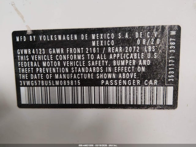 2020 VOLKSWAGEN JETTA 3VWG57BU5LM089815 Photo 8