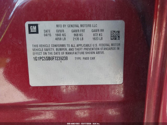 Chevrolet Cruze 1lt Auto 2015 1G1PC5SB6F7239238 Image 9