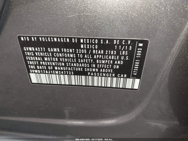 Aukcja sprzedaży 2014 Volkswagen Jetta 1.8t Se, vin: 3VWD17AJ1EM247723, numer aukcji: 44631609
