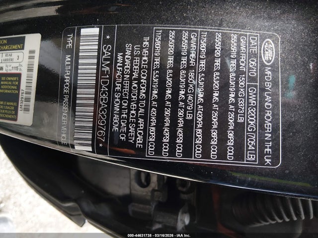 2011 LAND ROVER RANGE ROVER SALMF1D43BA329767 Photo 8