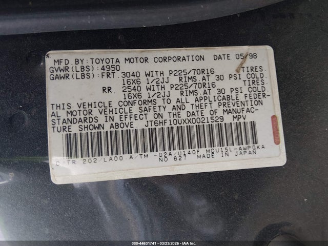 Продажа на аукционе авто 1999 Lexus Rx 300, vin: JT6HF10UXX0021529, номер лота: 44631741