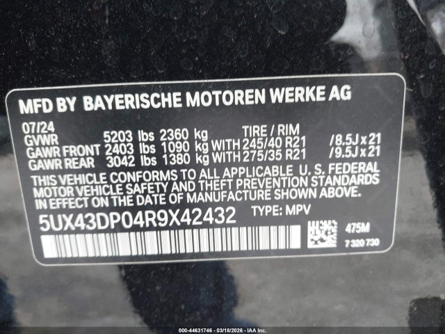 2024 BMW X3 5UX43DP04R9X42432 Photo 8