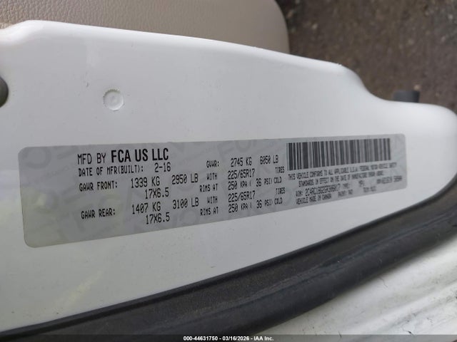 Продажа на аукционе авто 2016 Chrysler Town & Country Touring, vin: 2C4RC1BG2GR306017, номер лота: 44631750